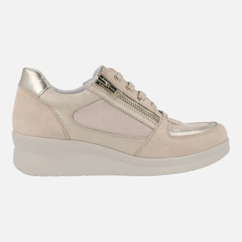 Deportivas confort multi material con cordones y cremallera