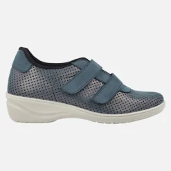 Deportivas confort para mujer en combinado azul con cierre de velcros