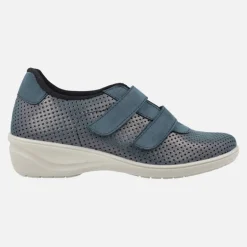 Deportivas confort para mujer en combinado azul con cierre de velcros