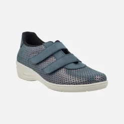 Deportivas confort para mujer en combinado azul con cierre de velcros