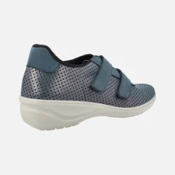 Deportivas confort para mujer en combinado azul con cierre de velcros