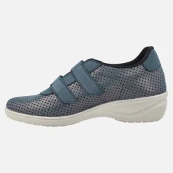 Deportivas confort para mujer en combinado azul con cierre de velcros