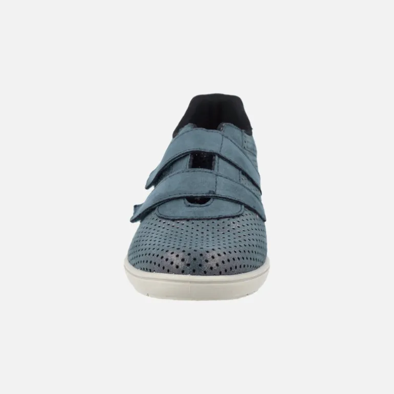 Deportivas confort para mujer en combinado azul con cierre de velcros