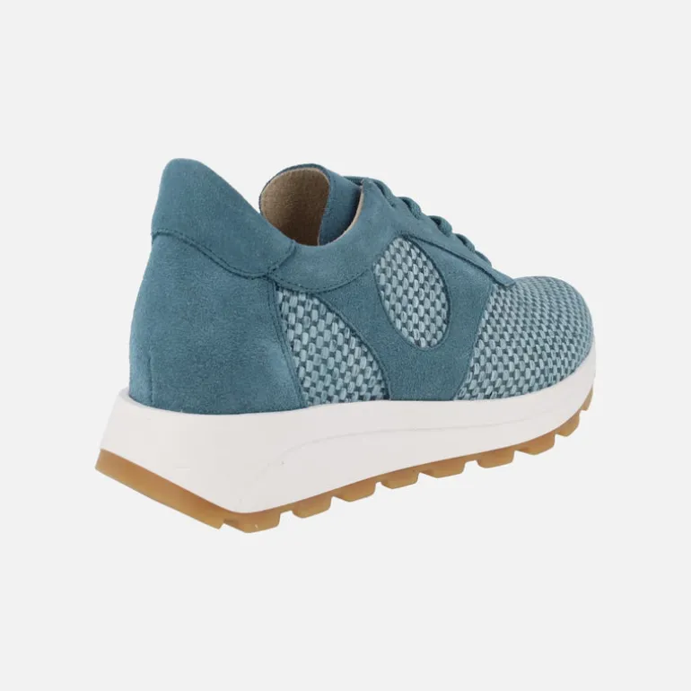 Deportivas de cordones en combinado de rafia y serraje