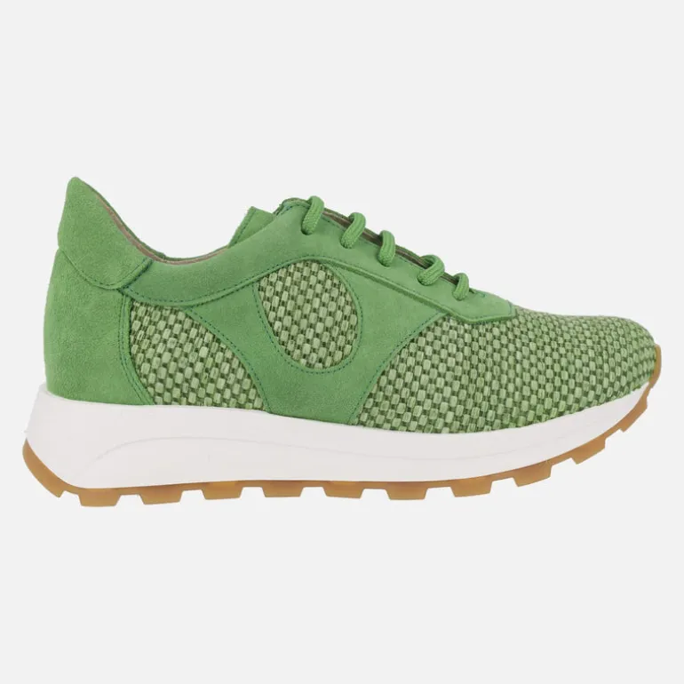 Deportivas de cordones en combinado de rafia y serraje