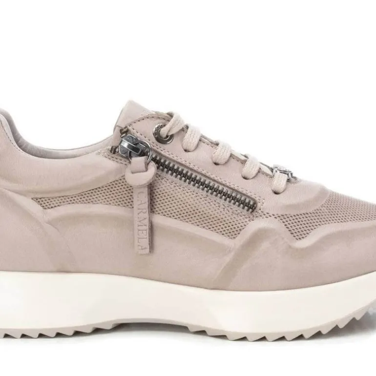 Deportivas de piel para mujer con cordones y cremallera lateral