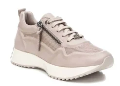 Deportivas de piel para mujer con cordones y cremallera lateral