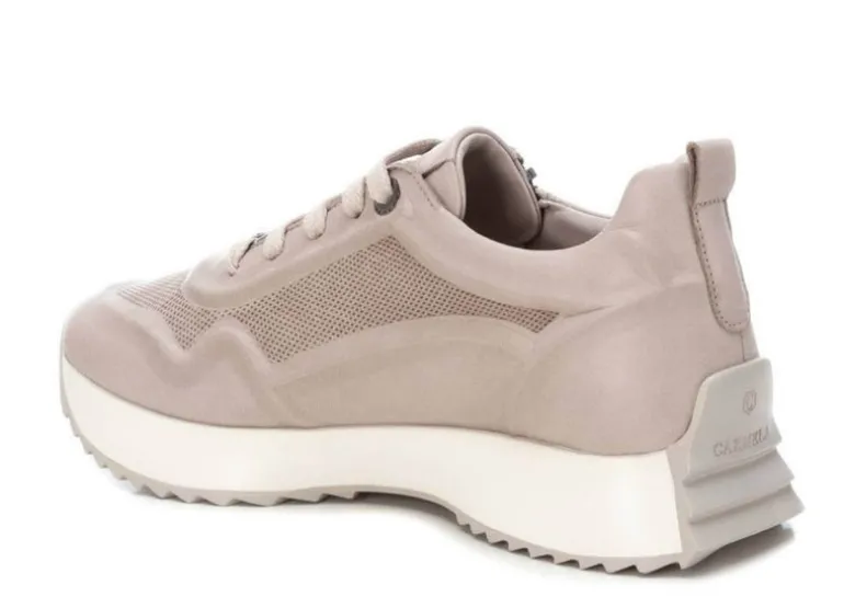 Deportivas de piel para mujer con cordones y cremallera lateral