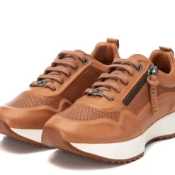 Deportivas de piel para mujer con cordones y cremallera lateral