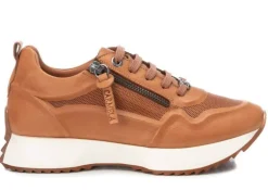 Deportivas de piel para mujer con cordones y cremallera lateral