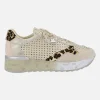 Deportivas de piel troqueladas con detalles en animal print