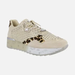 Deportivas de piel troqueladas con detalles en animal print