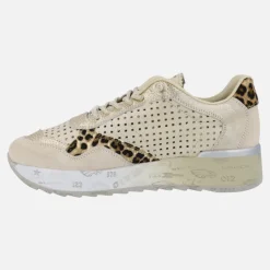 Deportivas de piel troqueladas con detalles en animal print