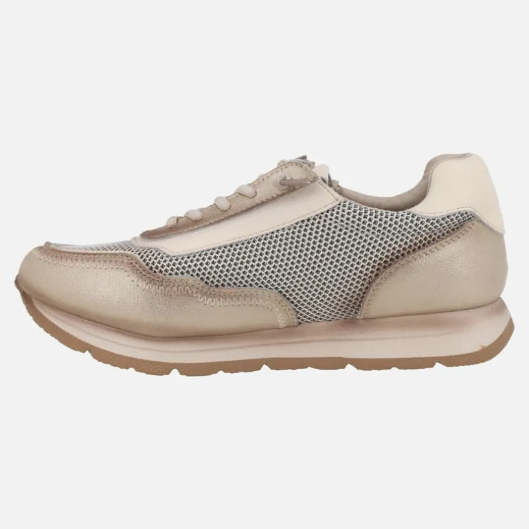 Deportivas de piel y rejilla con cordones y cremallera