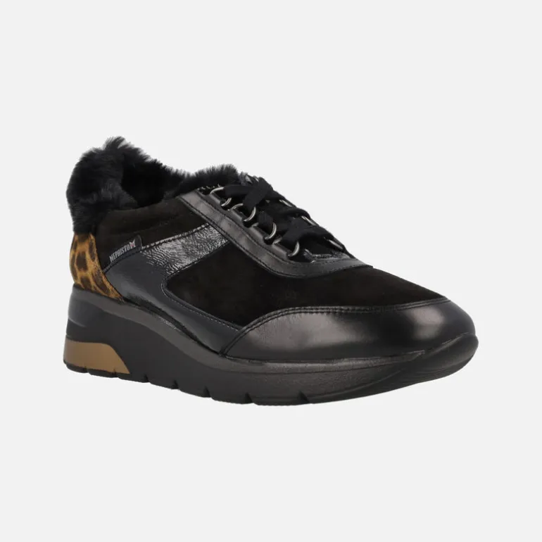 Deportivas negras con detalles en print leopardo Estella Black