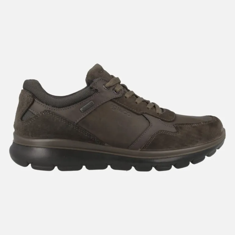 Deportivas para hombre en piel marrón con membrana GORE-TEX
