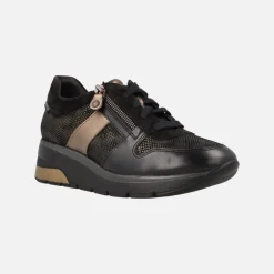 Deportivas para mujer con cremallera en combinado negro Elisia Silk Black