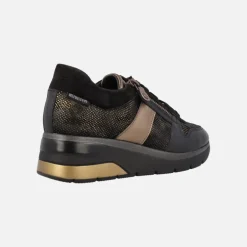 Deportivas para mujer con cremallera en combinado negro Elisia Silk Black