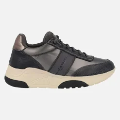 Deportivas para mujer en combinado gris con cordones elásticos