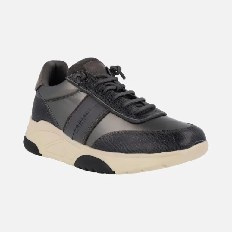 Deportivas para mujer en combinado gris con cordones elásticos