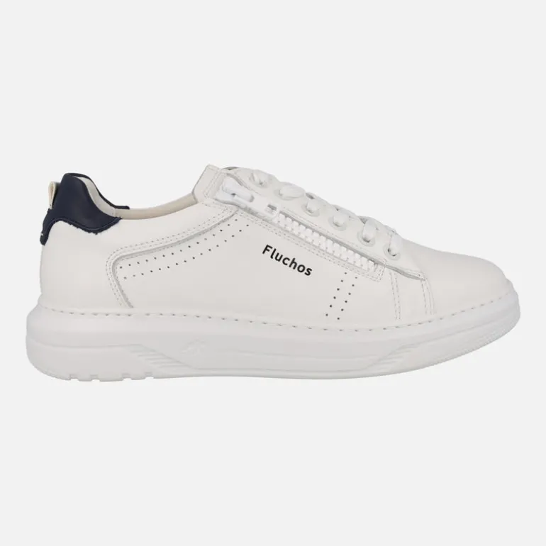 Deportivos blancos de piel para hombre Boston con cremallera lateral