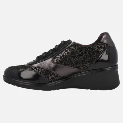 Deportivos con cordones y cremallera en combinado negro