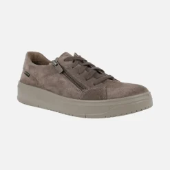 Deportivos de cordones en serraje taupe con membrana Gore-tex