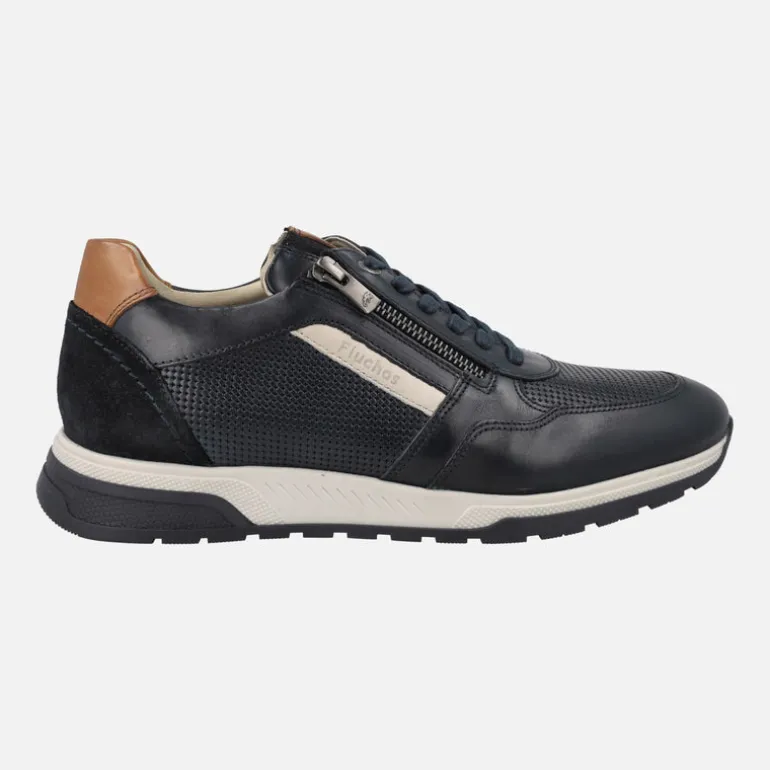 Deportivos de piel con cordones y cremallera Louis