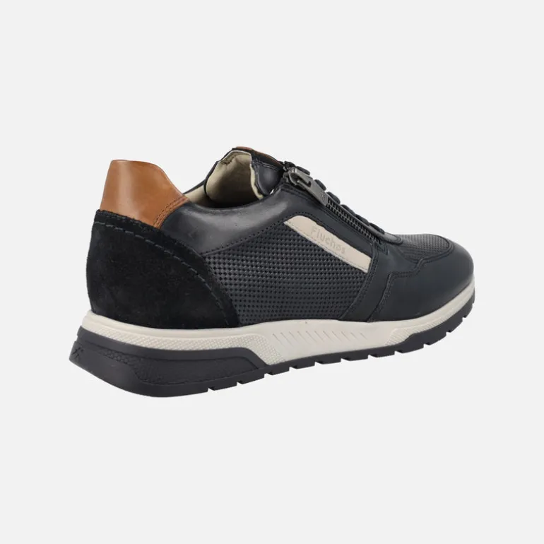 Deportivos de piel con cordones y cremallera Louis