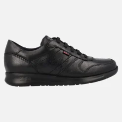 Deportivos de piel negra con cordones para hombre