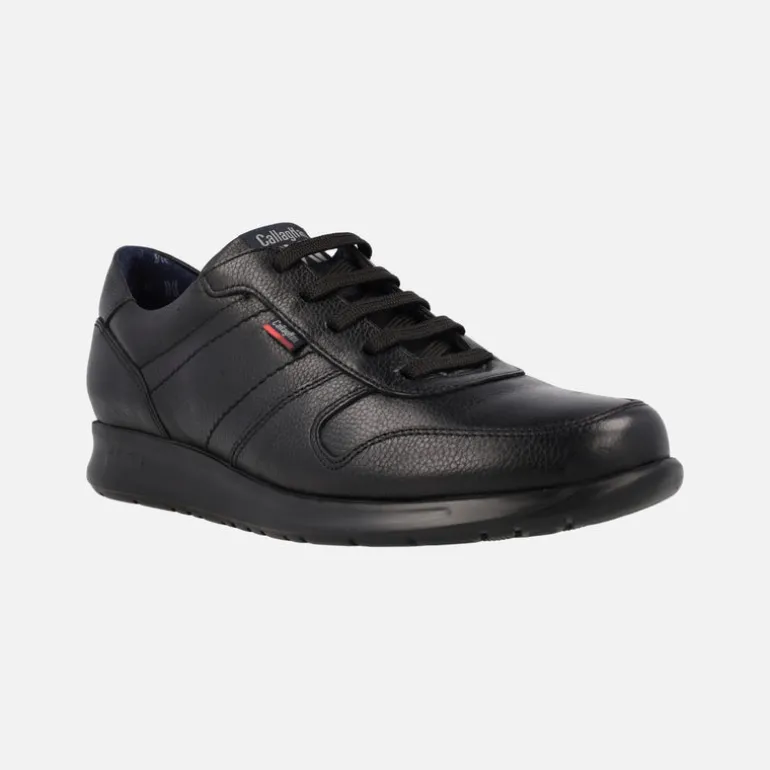 Deportivos de piel negra con cordones para hombre