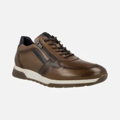 Deportivos de piel para hombre con cordones y cremallera lateral