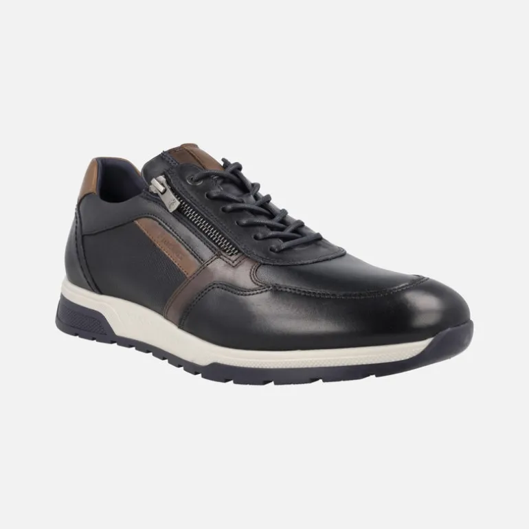 Deportivos de piel para hombre con cordones y cremallera lateral