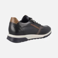 Deportivos de piel para hombre con cordones y cremallera lateral