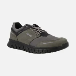 Deportivos en combinado gris con cordones elásticos y membrana impermeable