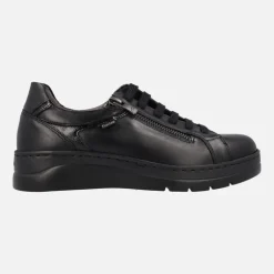 Deportivos negros de piel para mujer Pompas F1666