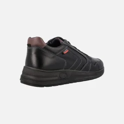 Deportivos negros de piel para hombre con cordones