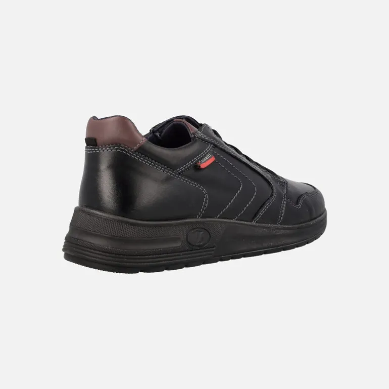 Deportivos negros de piel para hombre con cordones