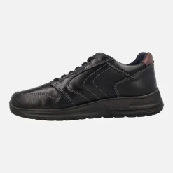 Deportivos negros de piel para hombre con cordones