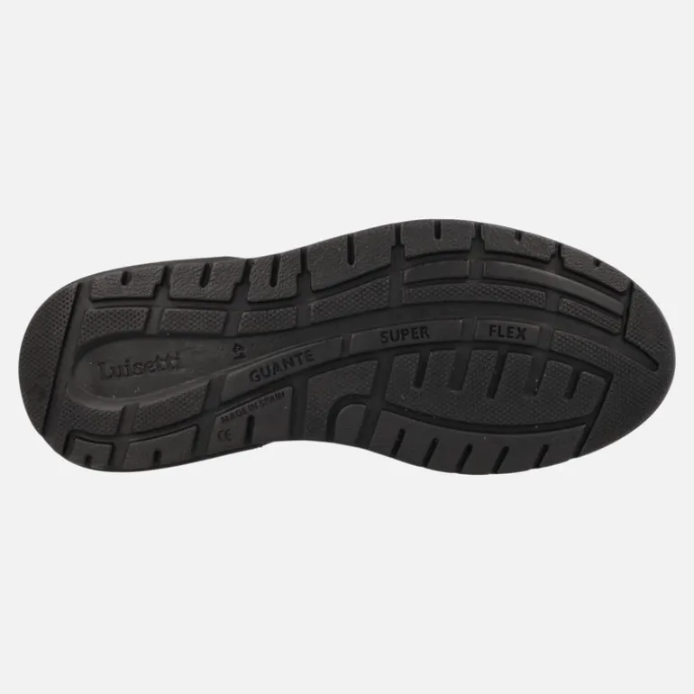 Deportivos negros de piel para hombre con cordones