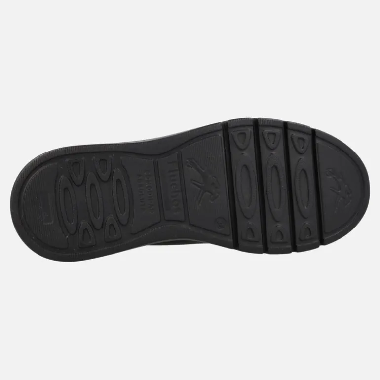 Deportivos negros de piel para mujer Pompas F1666