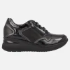 Deportivos negros multi material con cordones y cremallera