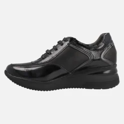 Deportivos negros multi material con cordones y cremallera