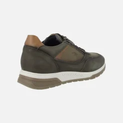 Deportivos para hombre en combinado kaki con cordones y cremallera