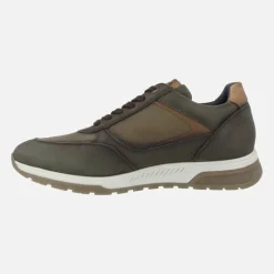 Deportivos para hombre en combinado kaki con cordones y cremallera