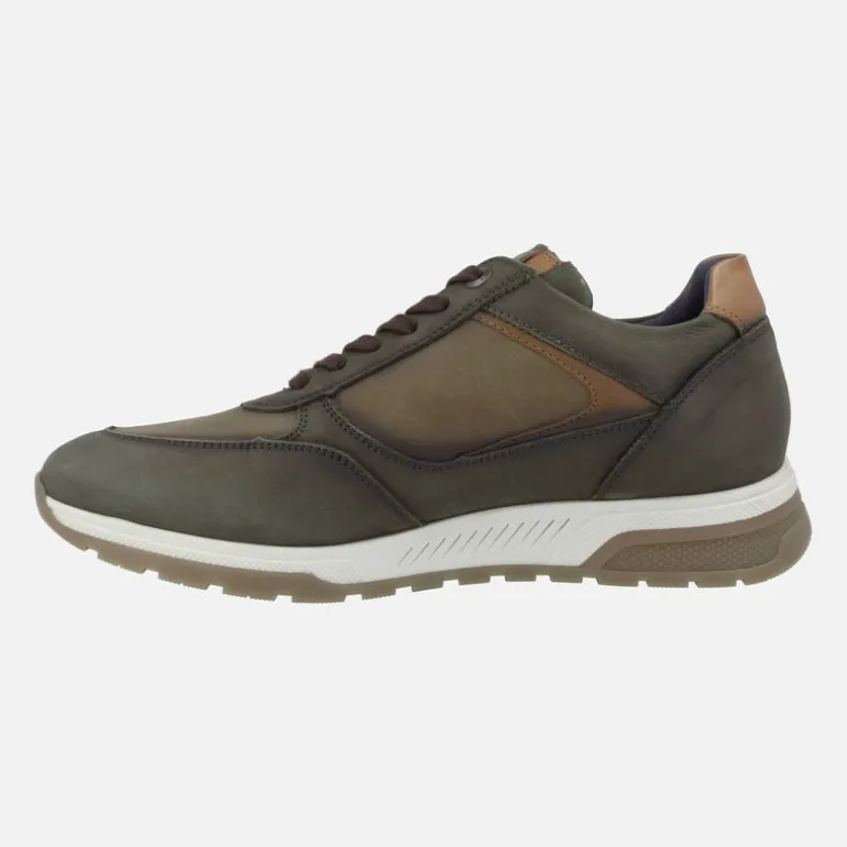 Deportivos para hombre en combinado kaki con cordones y cremallera