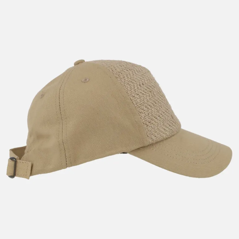 Gorras Popa en rafia oro y tejido beige