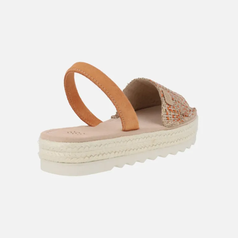 Menorquinas con plataforma Doble yute trenzado rafia naranja