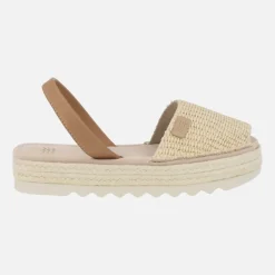 Menorquinas Doble Yute en tejido rafia beige