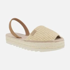 Menorquinas Doble Yute en tejido rafia beige